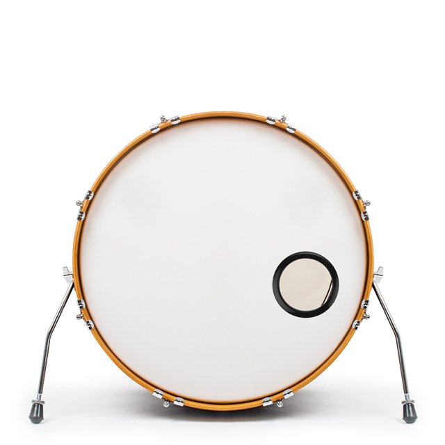 Bass Drum O's 4" stortrommehulsring i sort vist i stortrommeskind