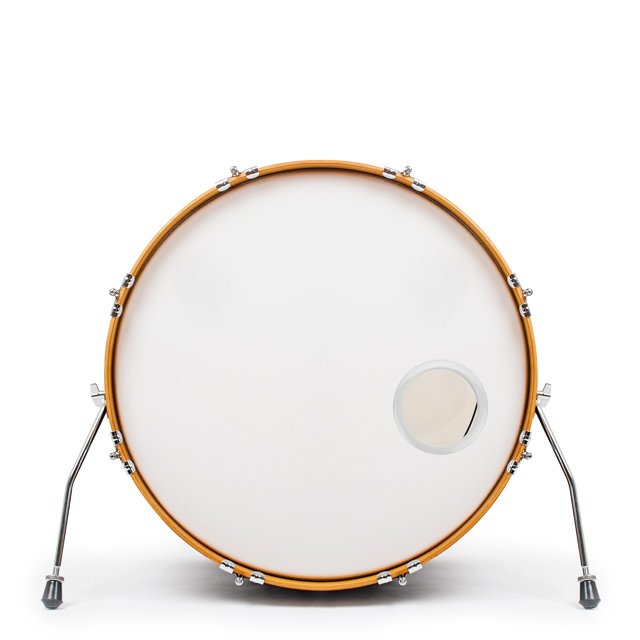 Bass Drum O's 4" stortrommehulsring i hvid vist i stortrommeskind
