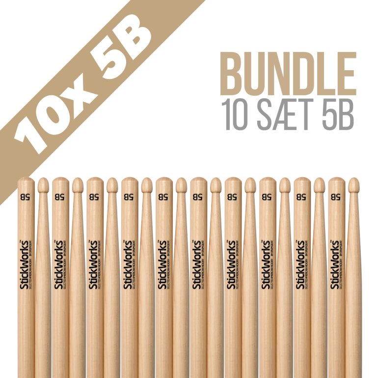 StickWorks 5B trommestikker - 10 sæt bundle