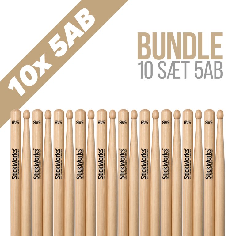 StickWorks 5AB trommestikker - 10 sæt bundle