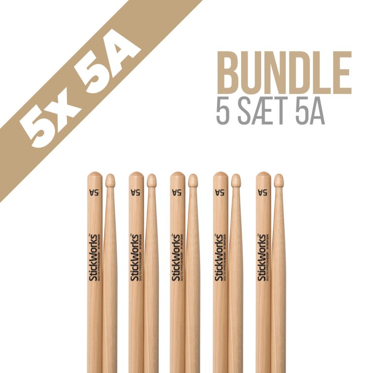 StickWorks 5A trommestikker - 5 sæt bundle