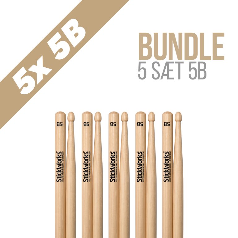 StickWorks 5B trommestikker - 5 sæt bundle