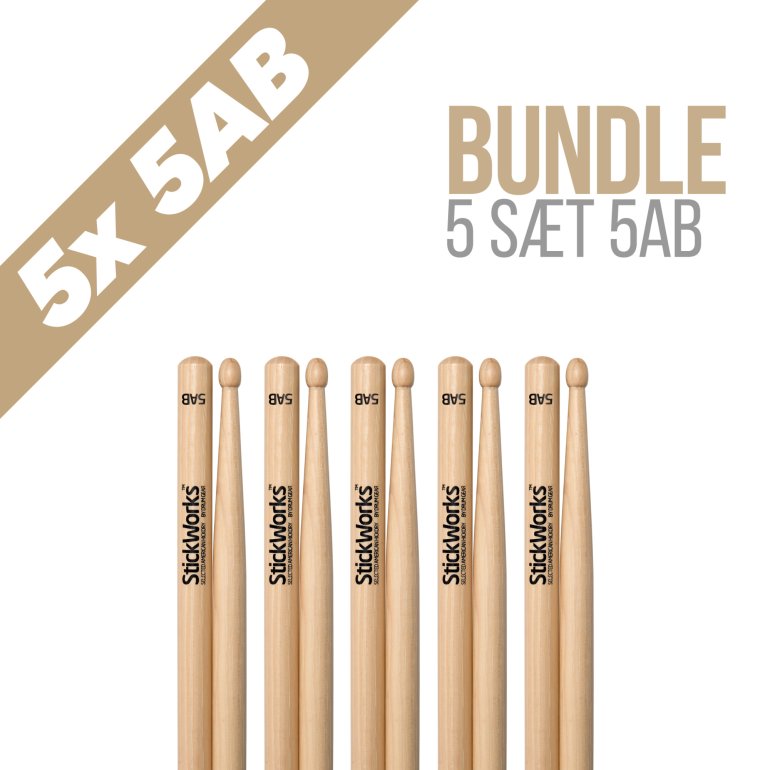 StickWorks 5AB trommestikker - 5 sæt bundle